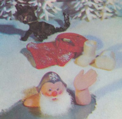 画像1: ＊＊＊ロシアvintage X'mas postcard＊＊＊ ネコもびっくり！サンタさん、雪の中で寒中入浴！！