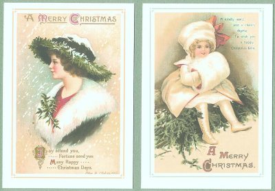 画像1: クリスマス＆冬景色3 レプリカ,Antique Postcard4種4枚