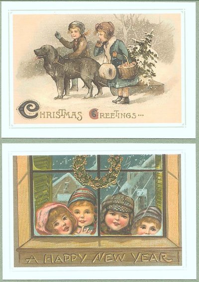 画像2: クリスマス＆冬景色3 レプリカ,Antique Postcard4種4枚
