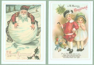 画像2: クリスマス＆冬景色4 レプリカ,Antique Postcard4種4枚