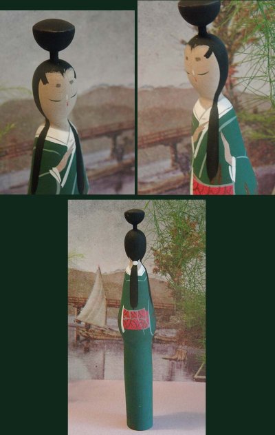 画像1: こけし人形 菖蒲柄の着物を着た平安の女性