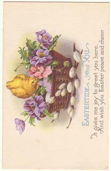 画像1: ひよこと花かご イースター 1900年代初頭 アメリカ (1)