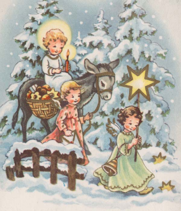 画像1: オーストリアvintage X'mas & New year postcard*メリークリスマス！お菓子をどうぞ！ (1)