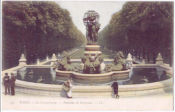 画像1: フランス アンティークポストカード,PARIS.-Le Luxembourg. Fintaine de Carpeaux (1)