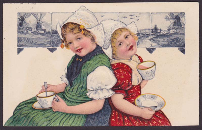 画像1: オランダアンティークポストカード*お茶の時間です (1)
