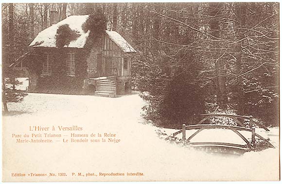画像1: フランス アンティークポストカード Parc du Petit trianon  le boudoir sous la neige (1)
