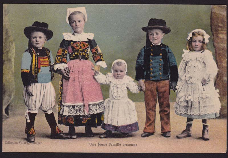 フランスアンティークポストカード ブルターニュ民族衣装の子供たち フランス France Antique Postcard Bretagn
